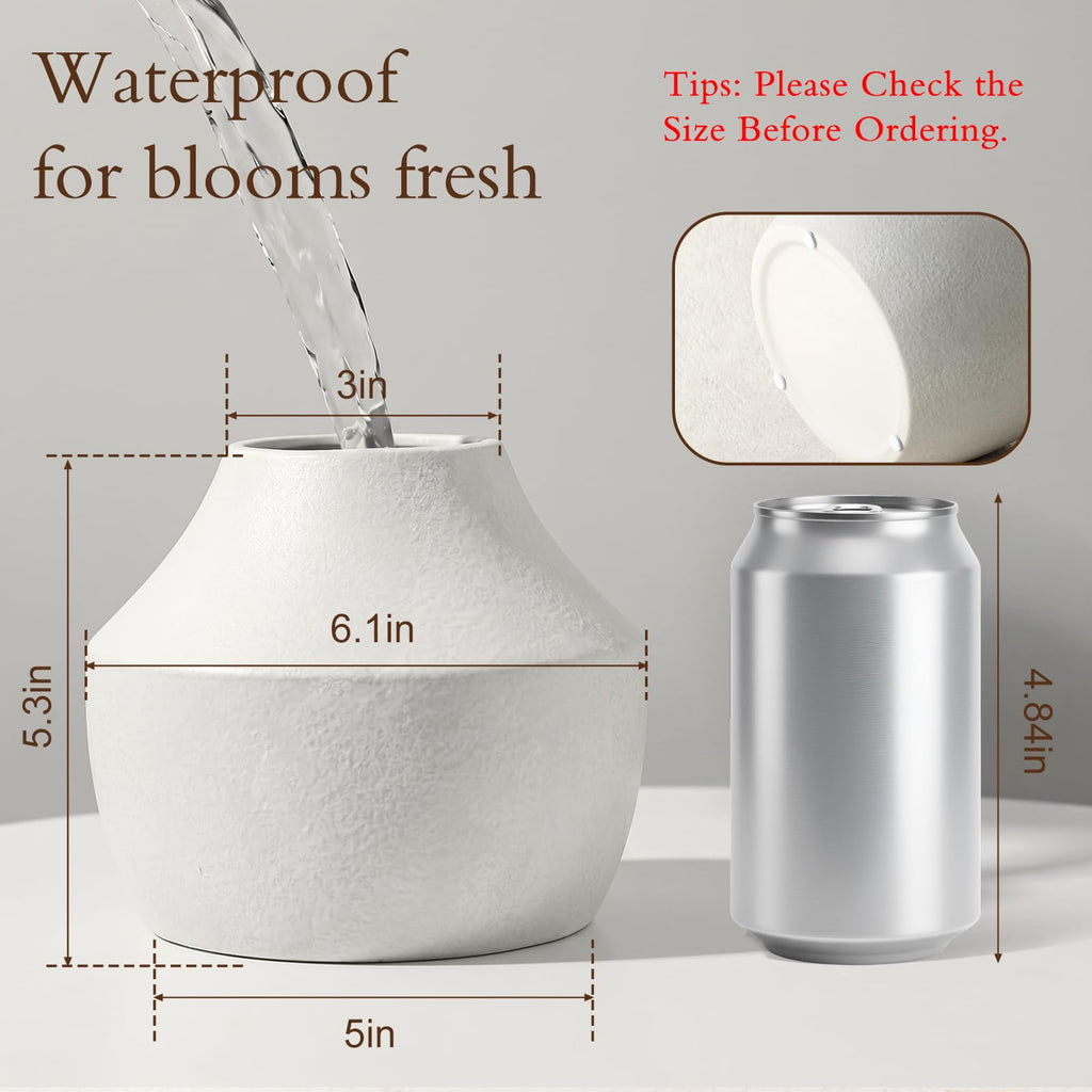 Ceramic Flower Vase, 5.2in Farmhouse Table Rustic Vases