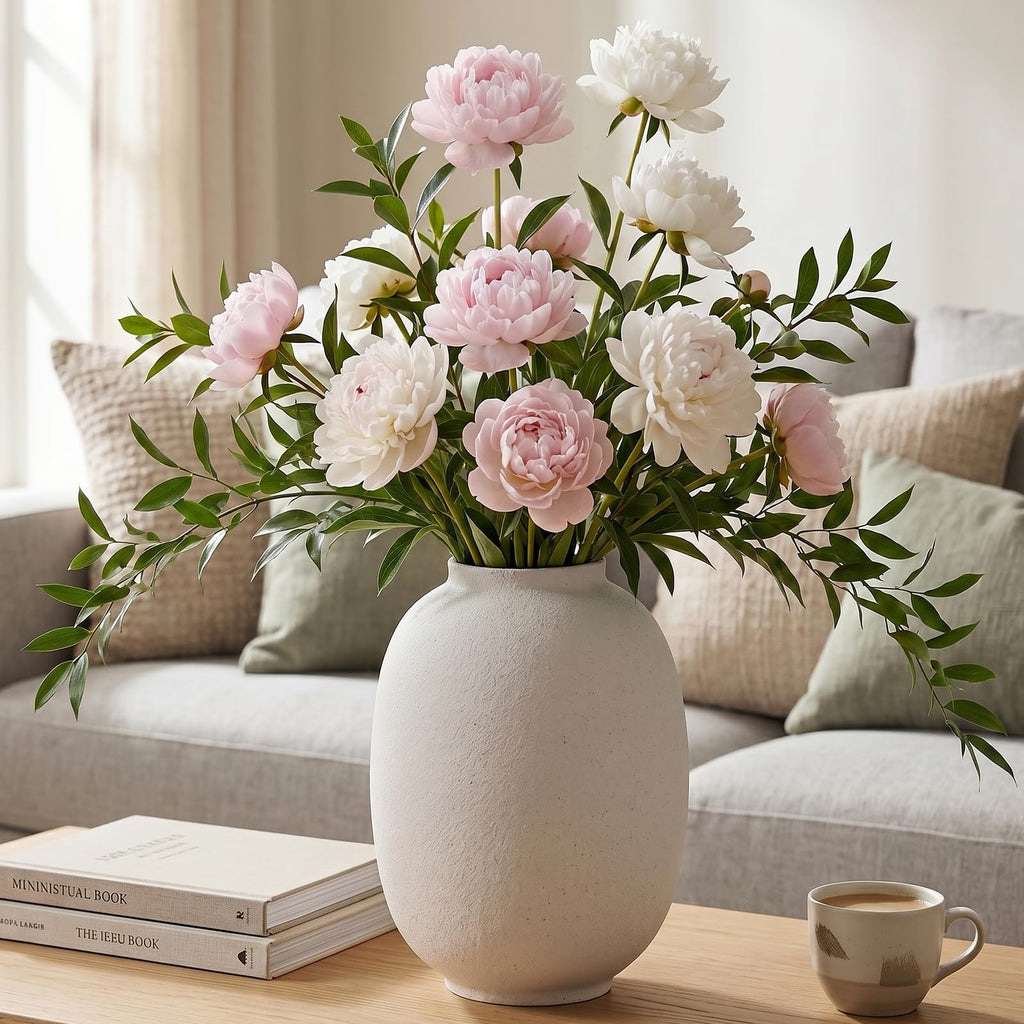 Ceramic Flower Vase, 7.9in Farmhouse Table Rustic Vases, Waterproof