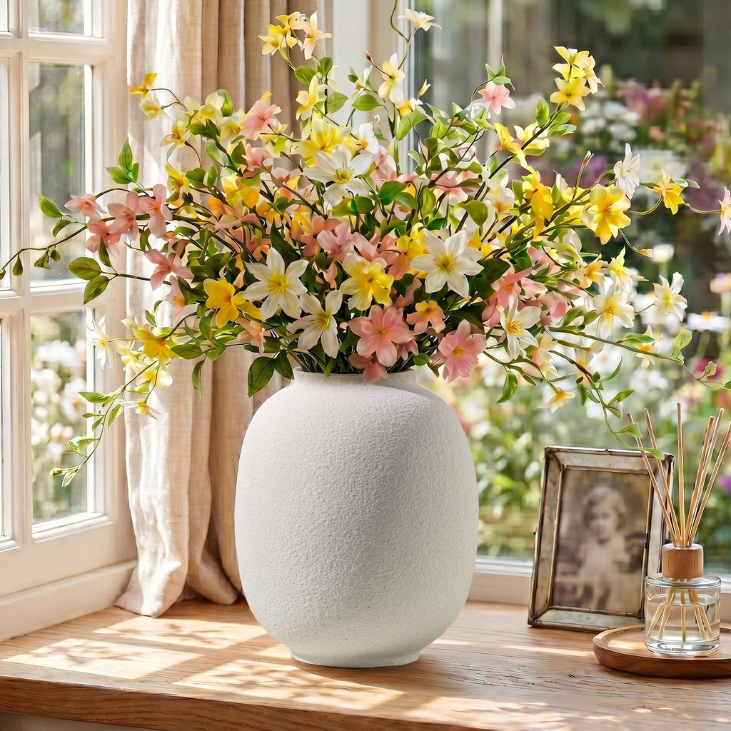 Ceramic Flower Vase, 7.9in Farmhouse Table Rustic Vases, Waterproof