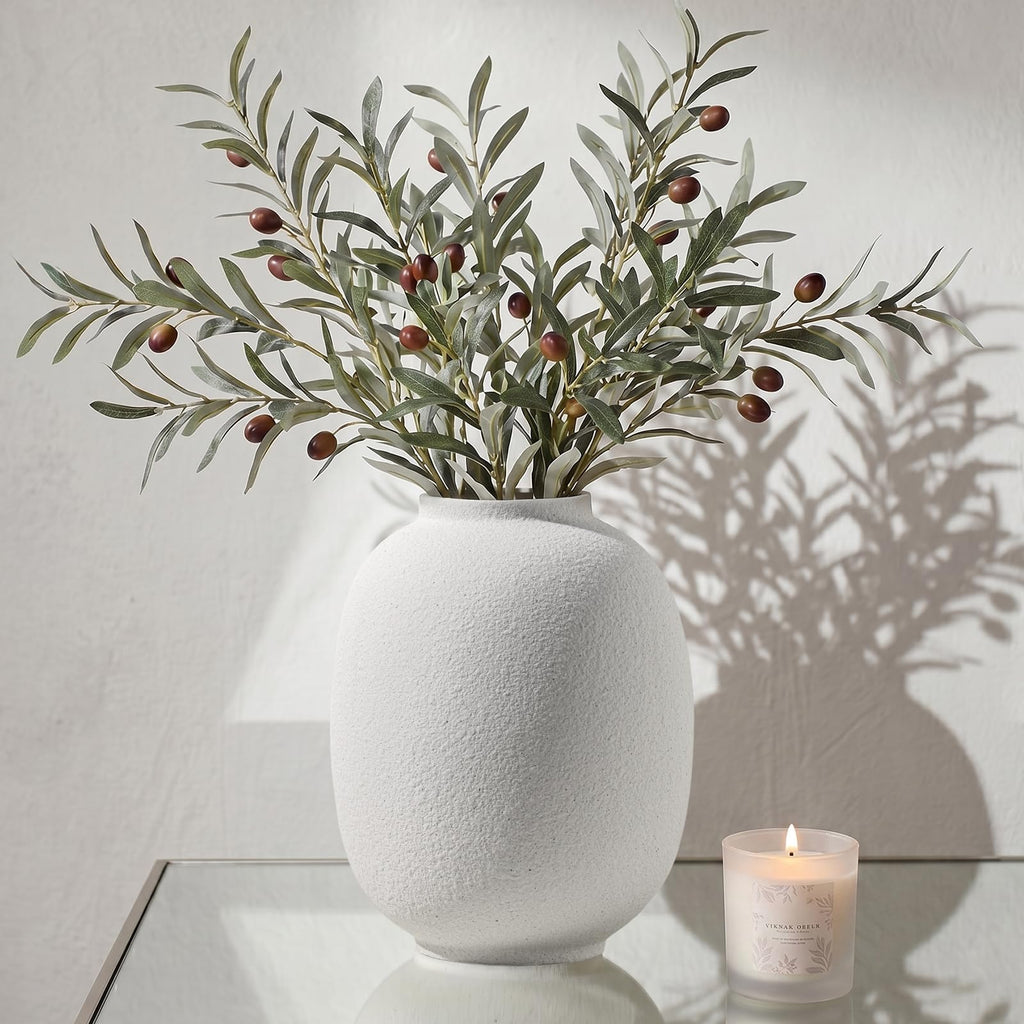 Ceramic Flower Vase, 7.9in Farmhouse Table Rustic Vases, Waterproof